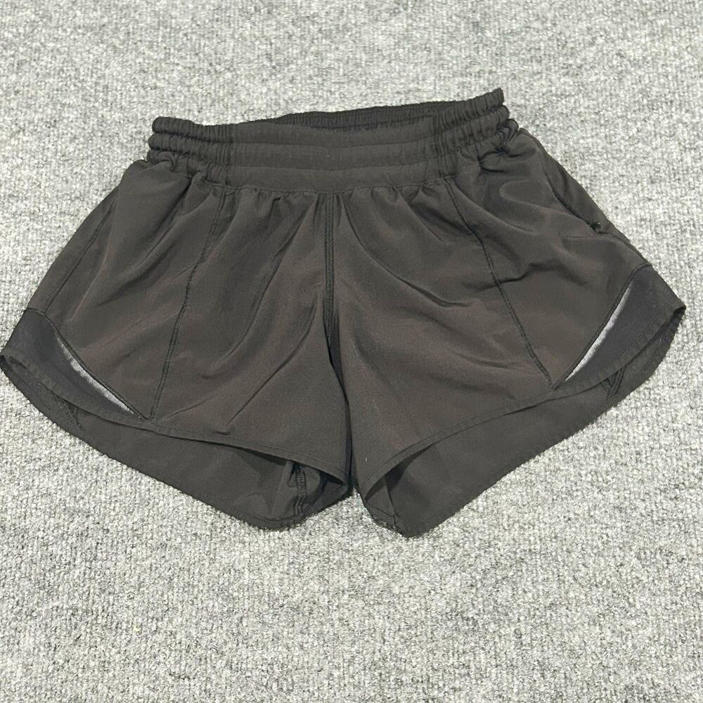 Lululemon Black Hotty Hot II Lined Athletic Running Shorts 4" Inseam Size 4
